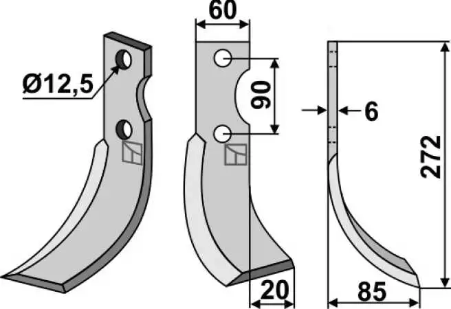 Fräsmesser 272x60mm, rechts
